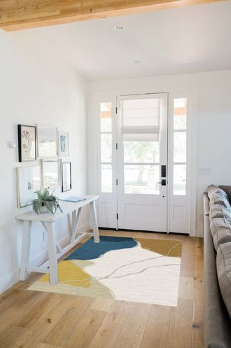 FINOREN Irregular Color Block Area Rug,4x6 Feet,for Living Room,Bedroom,Kitchen,Entryway,Non-Slip Backing,Non-Shedding,Soft Washable Rug,Blue-Coffee in White Scandinavian Entryway