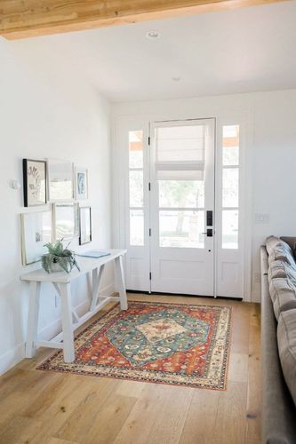 Yancorp 4'x6' Boho Area Rug for Bedroom Washable Rug Vintage Carpet Living Room Non Slip Hallway Runner Rug Indoor Floor Mats Colorful Entryway Rugs,Blue Red Rug in White Scandinavian Entryway