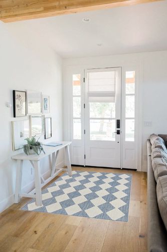 Nourison Positano Indoor/Outdoor Navy Blue 4' x 6' Area Rug, Easy Cleaning, Non Shedding, Bed Room, Living Room, Dining Room, Backyard, Deck, Patio (4x6) in White Scandinavian Entryway