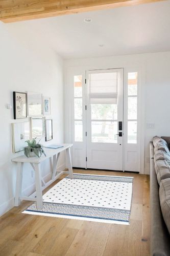 Alfa Rich 4x6 Area Rugs, Blue Grey Cream Rug, Cotton, Pet Friendly, Easy Clean Washable Rug in White Scandinavian Entryway