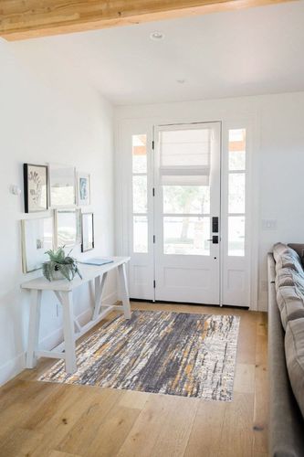 Abani Rugs Grey & Yellow Painted Pattern Area Rug Bold Rugged Contemporary Modern Style Accent, Laguna Collection | Turkish Made Superior Comfort & Construction | Stain Shed Resistant 4' x 6' in White Scandinavian Entryway