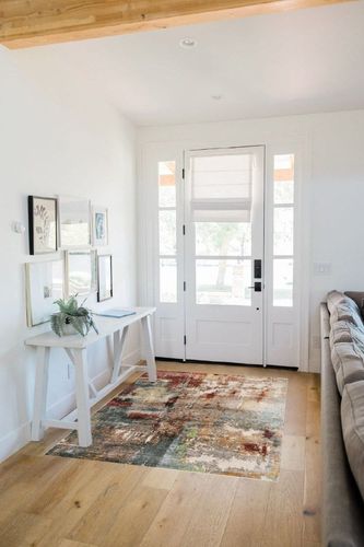 Lahome Modern Abstract Area Rug - 4x6 Red Rugs for Living Room Soft Area Rug for Bedroom Dining Room Mat, Machine Washable Contemporary Indoor Office Floor Carpet for Kitchen Laundry Room Entryway in White Scandinavian Entryway