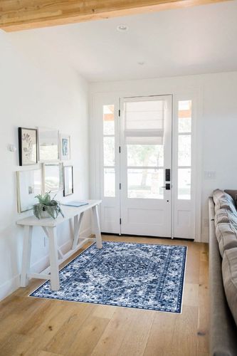 ULTSOFE 4x6 Rugs for Living Room Bedroom, Area Rug Vintage Rug Indoor Floor Soft Print Carpet Blue Accent Rugs, Throw Rug Non-Shedding Low-Pile Non-Slip Washable Rug in White Scandinavian Entryway