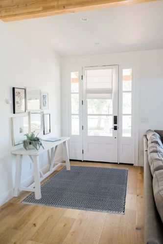 Dash and Albert Herringbone Cotton Area Rug - 4' x 6' Indigo Geometric Handwoven Accent Rug - Durable, Lightweight, High Traffic Areas Hallway, Bedroom, Stairs in White Scandinavian Entryway