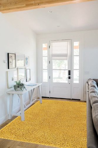 Yellow, 5x8 Feet fluffy rug in White Scandinavian Entryway