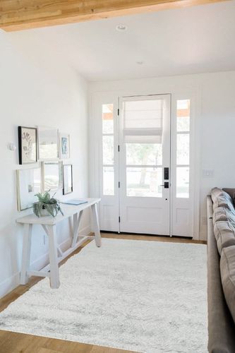 Paris Shag Collection 5' x 8' Sage in White Scandinavian Entryway
