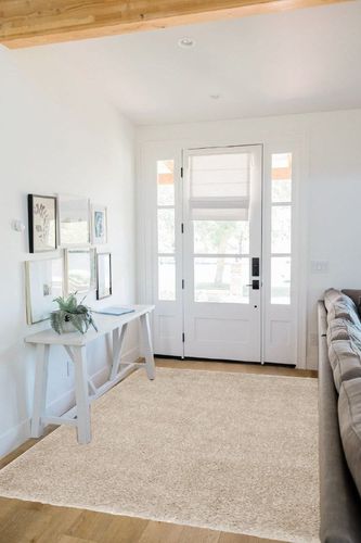 ‎Beige ‎Casuals, Shags, Solid & Striped ‎Fluffy ‎Bedroom ‎Area Rug in White Scandinavian Entryway