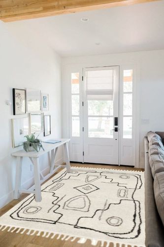 Beige Area Rug Foundry Select Rug Size: Rectangle 5'3" x 7'7" in White Scandinavian Entryway