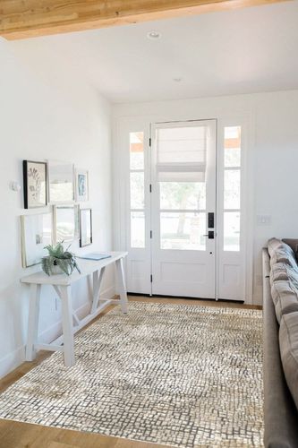 nuLOOM Chloe Abstract Contemporary Mosaic Area Rug - Beige 5' x 8' in White Scandinavian Entryway