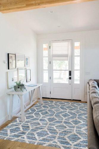 Ameli Contemporary Blue/Beige Rug, 4'' x 6'' Accent Rug Wade Logan Rug Size ... in White Scandinavian Entryway