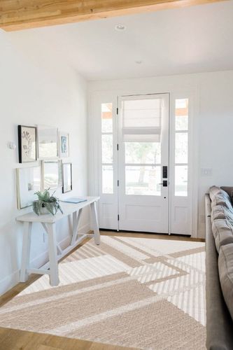 Global 220 Area Rug in Beige / Light Beige Latitude Run Rug Size: Rectangle 5'3 ... in White Scandinavian Entryway