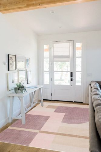 Swanscombe Geometric Pink/Light Purple Area Rug Wade Logan Rug Size: Rectangle 5 ... in White Scandinavian Entryway