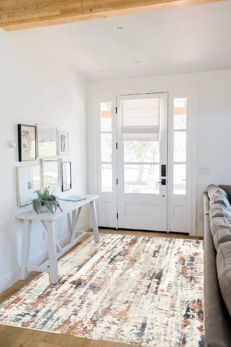 nuLOOM Viviana Transitional Abstract Beige 5 ft. x 8 ft. Area Rug in White Scandinavian Entryway