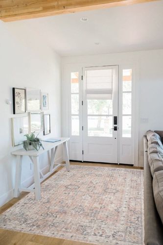 LOLOI II Skye Blush/Grey 5 ft. x 7 ft. 6 in. Traditional Polyester Pile Area Rug ... in White Scandinavian Entryway