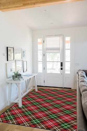 Brumlow MILLS Christmas Plaid Washable Festive Print Holiday Area Rug for Living or Dining Room, Bedroom Carpet and Kitchen Rug, 5'x8', Multicolor in White Scandinavian Entryway