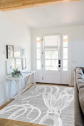 nuLOOM Thomas Paul Power loomed Octopus Area Rug, 5' x 8', Grey in White Scandinavian Entryway
