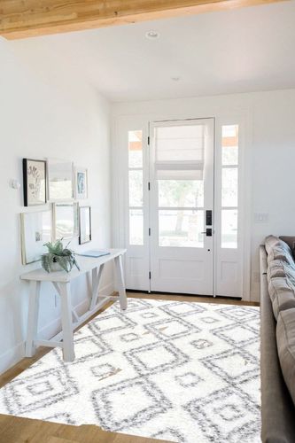 NuLOOM Lola Geometric Shag Area Rug, 5' 3" x 7' 6", White in White Scandinavian Entryway