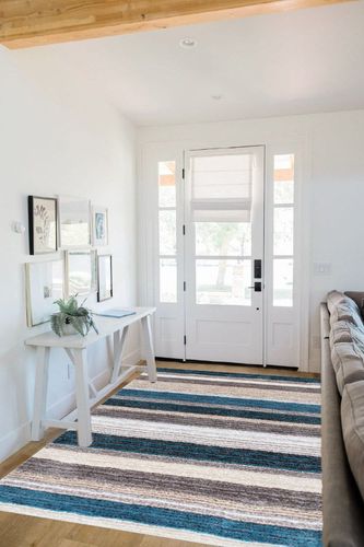NuLOOM Drey Striped Shag Area Rug, 5' x 8', Blue Multi in White Scandinavian Entryway