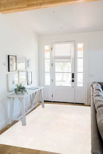 nuLOOM Loni Solid Machine Washable Shag Area Rug, 5' x 8', White in White Scandinavian Entryway