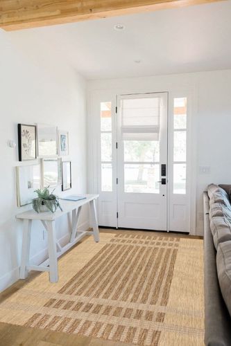 nuLOOM Lila Modern Striped Indoor/Outdoor Area Rug, 5x8, Beige in White Scandinavian Entryway