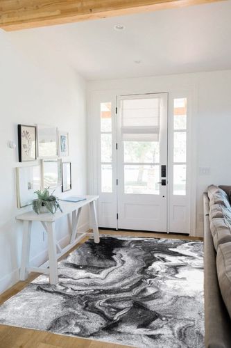 nuLOOM Remona Modern Abstract Area Rug, 5x8, Grey in White Scandinavian Entryway