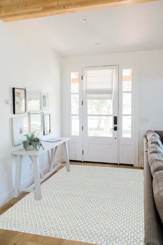 Dash and Albert Honeycomb French Blue/Ivory Handwoven Wool Rug, 5 X 8 Feet, Blue Geometric Pattern in White Scandinavian Entryway