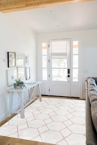 nuLOOM Veronica Geometric Honeycomb Area Rug, 5x8, Light Pink in White Scandinavian Entryway