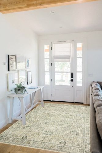 Loloi II Skye Collection SKY-14 NATURAL / SAGE, Traditional 5'-0" x 7'-6" Area Rug in White Scandinavian Entryway