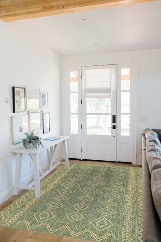 nuLOOM Serna Moroccan Indoor/Outdoor Area Rug, 5x8, Sage in White Scandinavian Entryway