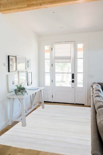 Antep Rugs Natural 5x7 Indoor Hand Woven Fiber Jute Area Rug (Off White, 5' x 7'6") in White Scandinavian Entryway