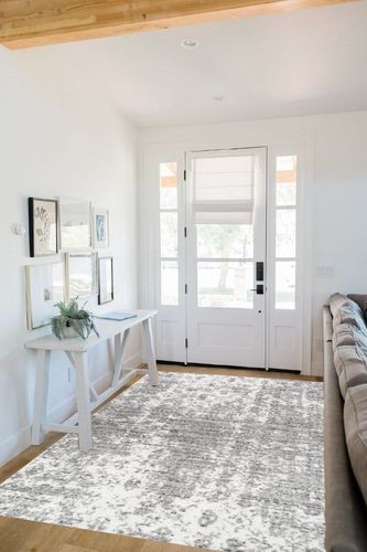 nuLOOM Deedra Modern Abstract Area Rug, 5x8, Grey in White Scandinavian Entryway