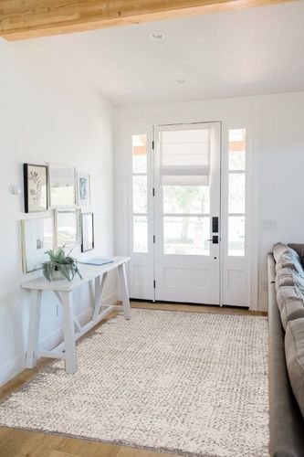 Loloi II Darby Collection DAR-04 Ivory/Stone 5'-3" x 7'-6" Area Rug in White Scandinavian Entryway