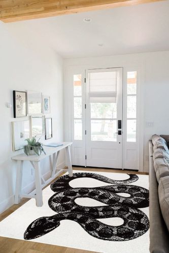 nuLOOM Thomas Paul Serpent Area Rug, 5x8, Black and White in White Scandinavian Entryway
