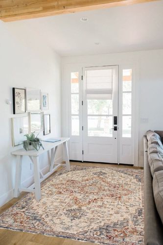 Loloi II Sorrento Collection SOR-05 Ivory/Fiesta 5'-3" x 7'-6" Area Rug in White Scandinavian Entryway
