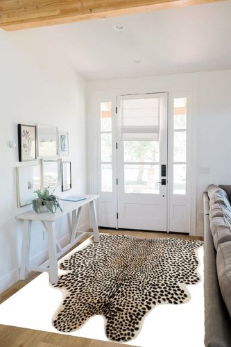 Erin Gates by Momeni Acadia Cheetah Multi Faux Hide Area Rug 5'3" X 7'10" - Multicolor in White Scandinavian Entryway