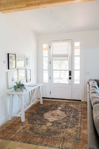 Loloi II Loren Collection LQ-02, Plum/Multi 5'-0" x 7'-6", Area Rug, Soft, Durable, Vintage, Distressed, Low Profile, Non-Shedding, Easy Clean, Living Room Rug in White Scandinavian Entryway