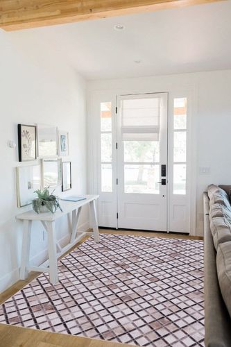 Safavieh Faux Hide Collection Area Rug - 5' x 8', Beige & Brown, Rustic Modern Glam Design, Non-Shedding & Easy Care, Machine Washable Ideal for High Traffic Areas in Living Room, Bedroom (FAH545A) in White Scandinavian Entryway