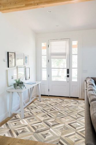 Couristan Chalet Blocks Ivory Area Rug, 5'4" x 8' in White Scandinavian Entryway