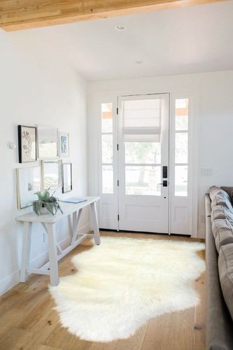 Genuine Sheepskin Rug Fur Natural Ivory White Sheep Skin 2 X 3 Approx, Australian Sheepskin Fur Rug in White Scandinavian Entryway