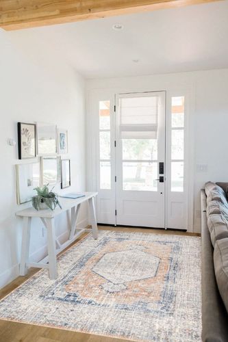nuLOOM Jacquie Machine Washable Vintage Floral Area Rug, 5' x 8', Peach in White Scandinavian Entryway