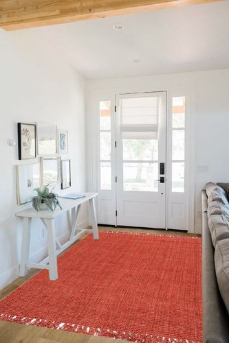 nuLOOM Daniela Farmhouse Chunky Jute Area Rug, 5' x 7' 6", Terra in White Scandinavian Entryway