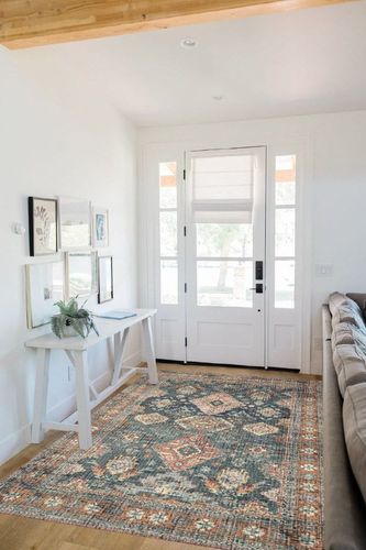 Loloi II Skye Collection SKY-10 SEA / RUST, Traditional 5'-0" x 7'-6" Area Rug in White Scandinavian Entryway