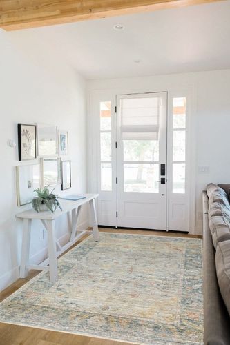 Loloi x Magnolia Home by Joanna Gaines Millie MIE-04 Collection Area Rug, Slate / Multi, 5'-3" x 7'-6" in White Scandinavian Entryway