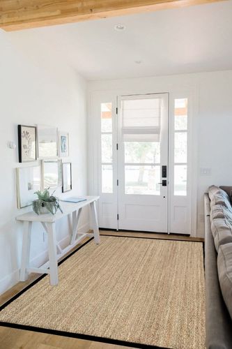 nuLOOM Elijah Farmhouse Seagrass Area Rug, 5' x 8', Black in White Scandinavian Entryway