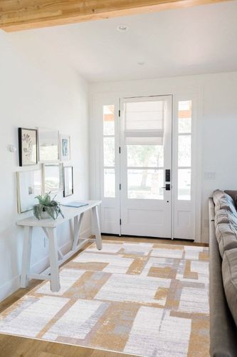 Safavieh Bayside Collection Area Rug - 5'3" x 7'6", Ivory & Grey Gold, Modern Design, Non-Shedding & Easy Care, Machine Washable Ideal for High Traffic Areas in Living Room, Bedroom (BAY126B) in White Scandinavian Entryway