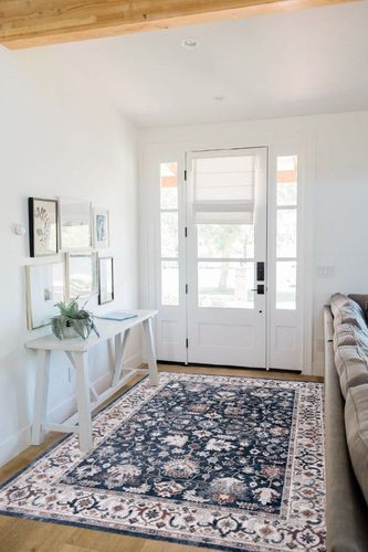 Safavieh Bayside Collection Area Rug - 5'3" x 7'6", Blue & Grey, Traditional Oriental Design, Non-Shedding & Easy Care, Machine Washable Ideal for High Traffic Areas in Living Room, Bedroom (BAY100M) in White Scandinavian Entryway