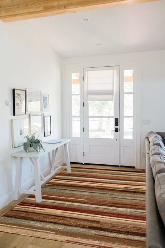 SUPERIOR Indoor Area Rug, Jute Backed Modern Floor Decor for Home Hallway, Living Room, Office, Kitchen, Dining, Bedroom, Abstract Lines, Fulgor Collection, Maroon, 5' x 8' in White Scandinavian Entryway