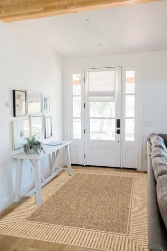 nuLOOM Asha Simple Border Indoor/Outdoor Area Rug, 5' x 8', Light Brown in White Scandinavian Entryway