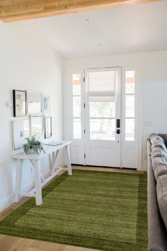 Unique Loom Del Mar Collection Area Rug - Abigail (5' 3" x 8' Rectangle, Light Green/ Ivory) in White Scandinavian Entryway