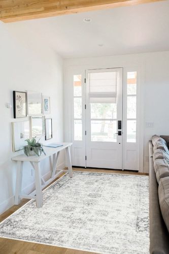 Unique Loom Sofia Collection Area Rug - Casino (5' 3" x 8' Rectangle, Gray/ Beige) in White Scandinavian Entryway